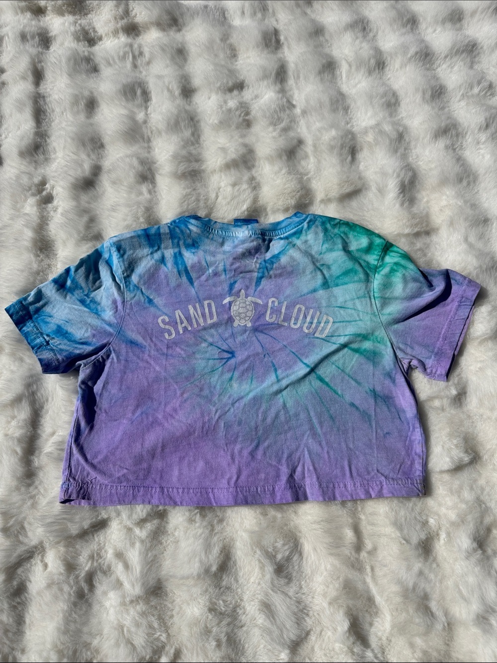 Sand cloud cropped tee 100% cotton tie dyed - SMALL